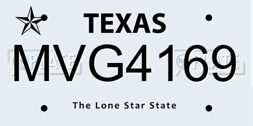 MVG4169 Texas License Plate