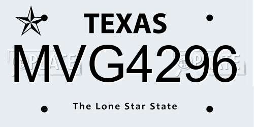 MVG4296 Texas License Plate