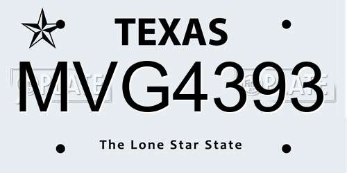 MVG4393 Texas License Plate
