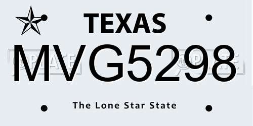 MVG5298 Texas License Plate