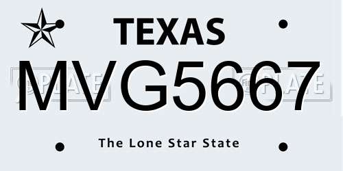 MVG5667 Texas License Plate