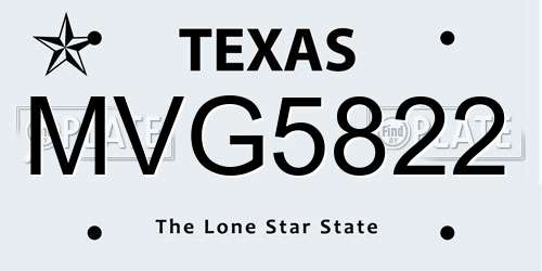 MVG5822 Texas License Plate