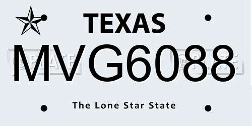 MVG6088 Texas License Plate