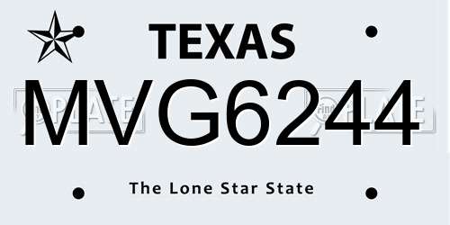 MVG6244 Texas License Plate