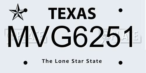 MVG6251 Texas License Plate