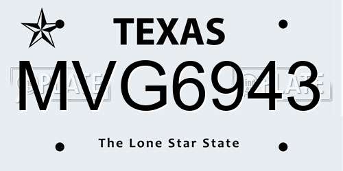 MVG6943 Texas License Plate