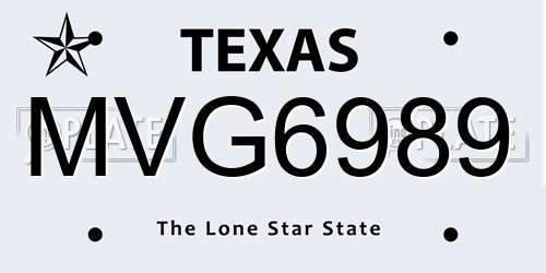 MVG6989 Texas License Plate