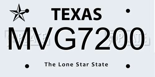 MVG7200 Texas License Plate
