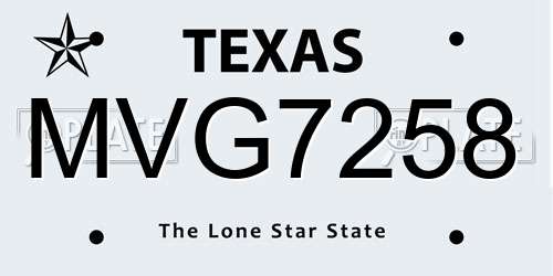 MVG7258 Texas License Plate