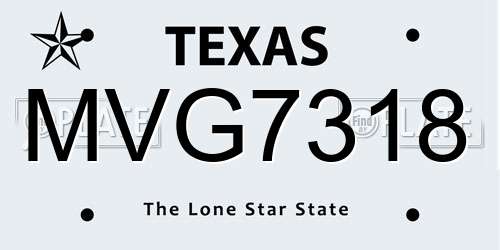 MVG7318 Texas License Plate