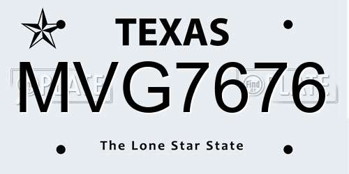 MVG7676 Texas License Plate