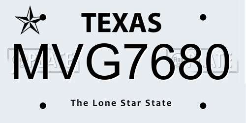MVG7680 Texas License Plate