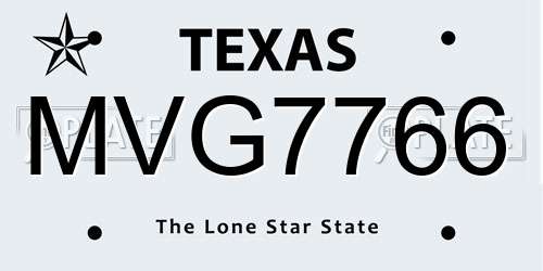 MVG7766 Texas License Plate