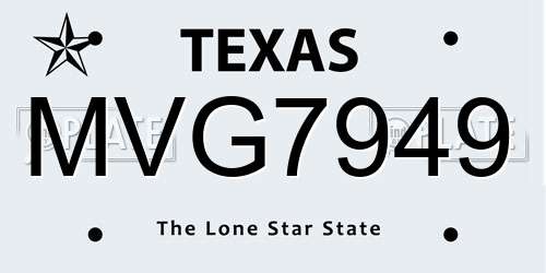 MVG7949 Texas License Plate
