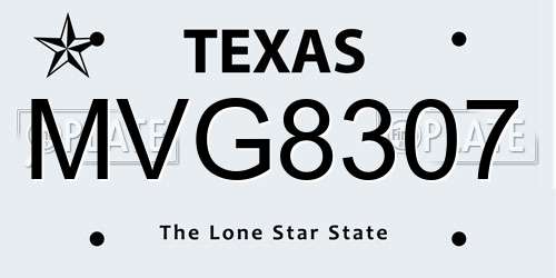 MVG8307 Texas License Plate