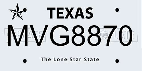 MVG8870 Texas License Plate