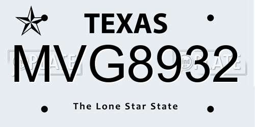 MVG8932 Texas License Plate