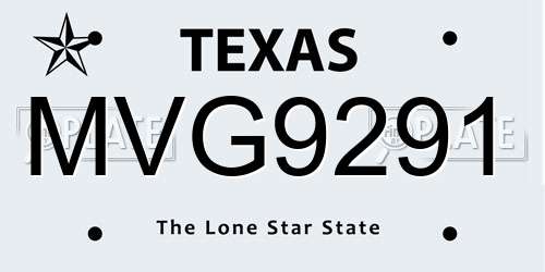 MVG9291 Texas License Plate