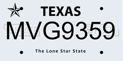 MVG9359 Texas License Plate