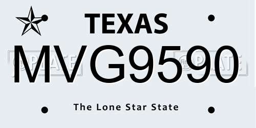 MVG9590 Texas License Plate