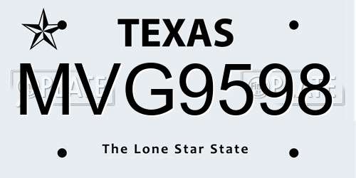 MVG9598 Texas License Plate