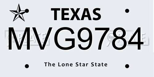 MVG9784 Texas License Plate