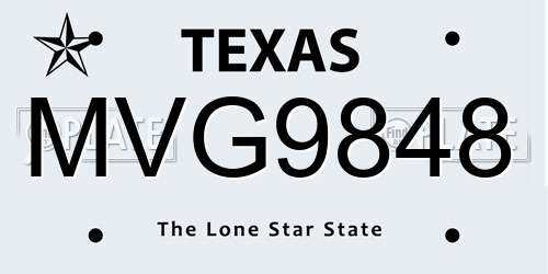 MVG9848 Texas License Plate