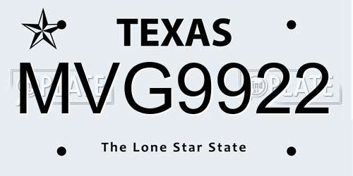 MVG9922 Texas License Plate