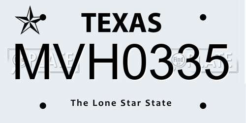 MVH0335 Texas License Plate