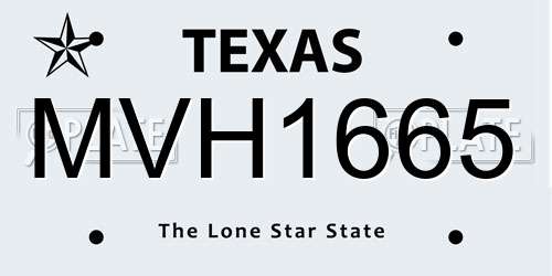 MVH1665 Texas License Plate