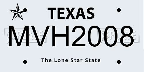 MVH2008 Texas License Plate