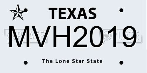MVH2019 Texas License Plate