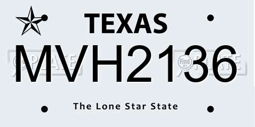 MVH2136 Texas License Plate