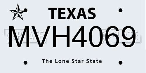 MVH4069 Texas License Plate