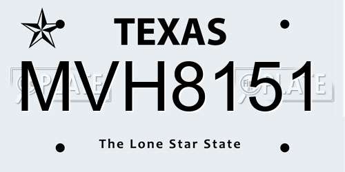 MVH8151 Texas License Plate