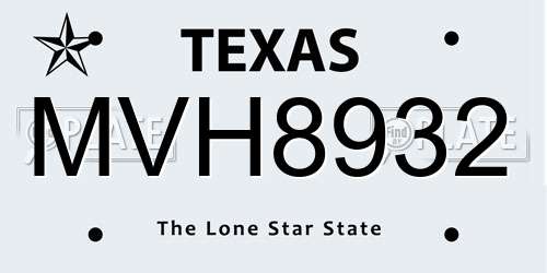 MVH8932 Texas License Plate