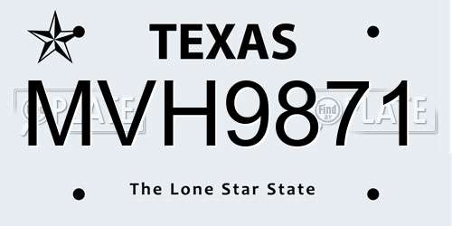 MVH9871 Texas License Plate