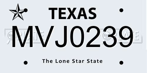 MVJ0239 Texas License Plate