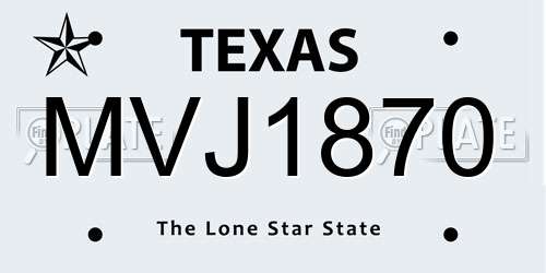 MVJ1870 Texas License Plate