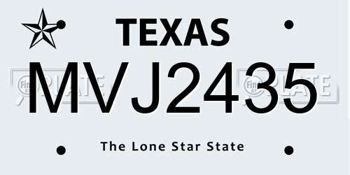 MVJ2435 Texas License Plate
