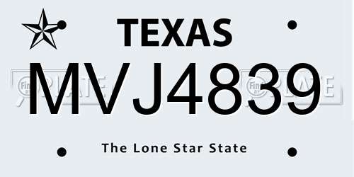 MVJ4839 Texas License Plate