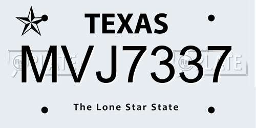 MVJ7337 Texas License Plate
