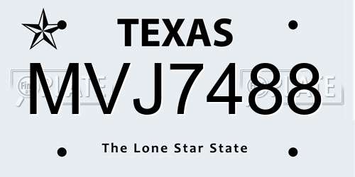 MVJ7488 Texas License Plate