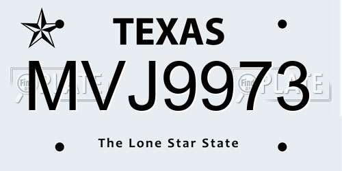 MVJ9973 Texas License Plate