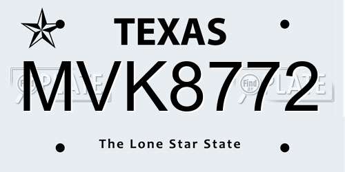 MVK8772 Texas License Plate