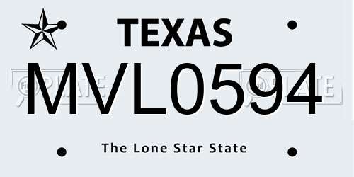 MVL0594 Texas License Plate