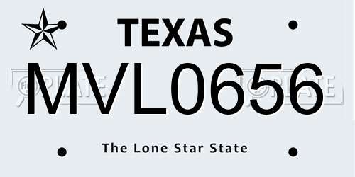MVL0656 Texas License Plate