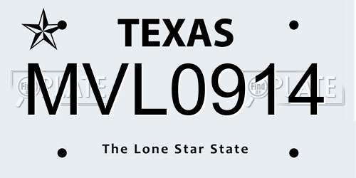MVL0914 Texas License Plate
