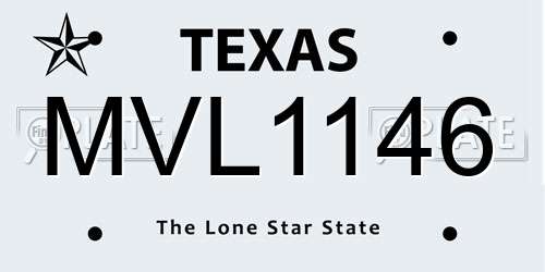 MVL1146 Texas License Plate