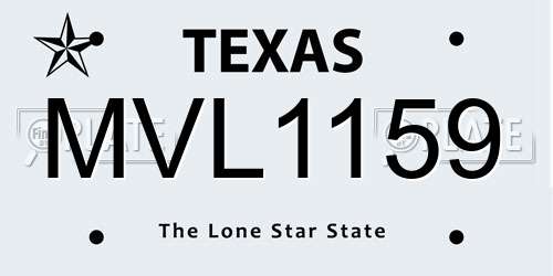 MVL1159 Texas License Plate